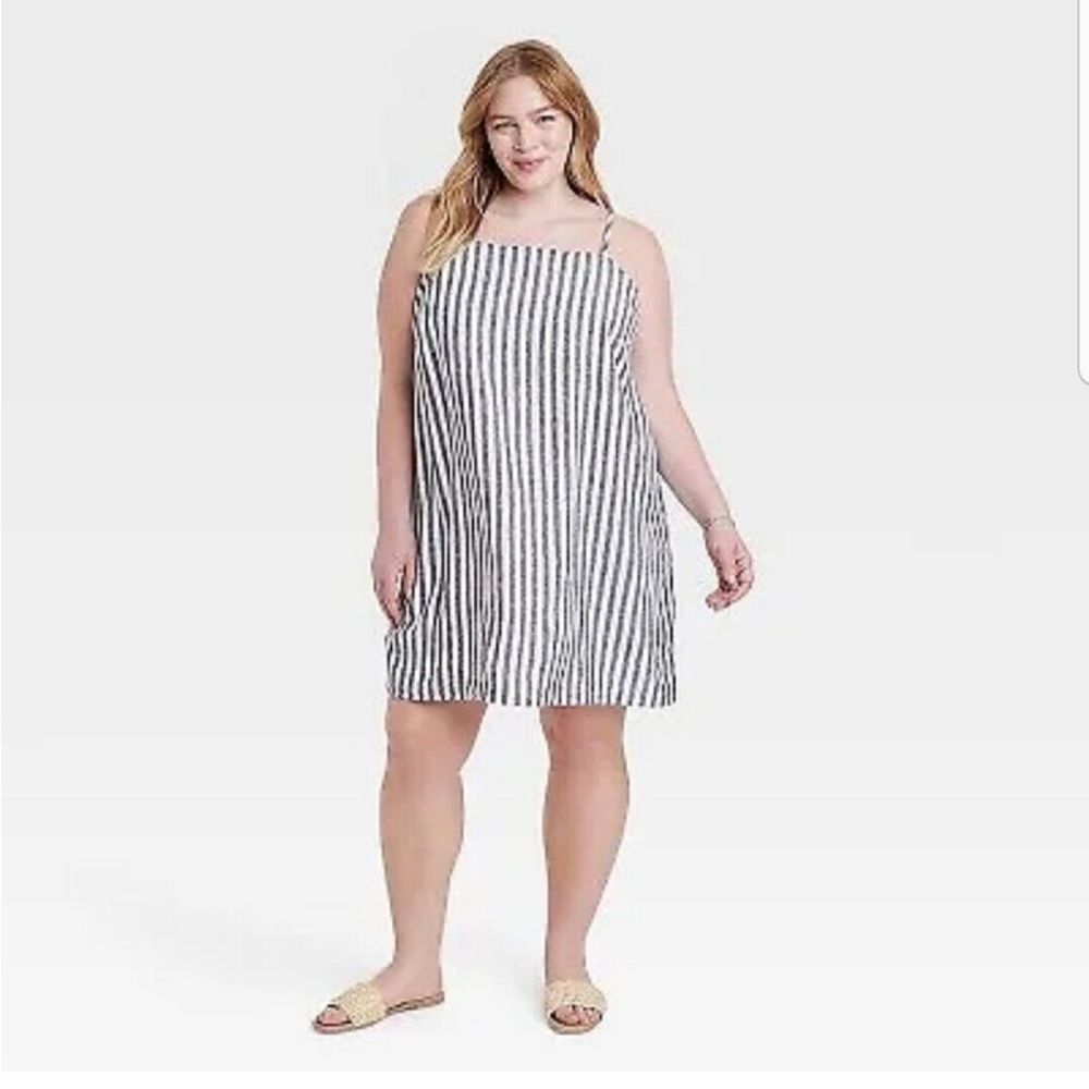 a new day Black and White Striped Midi Dress